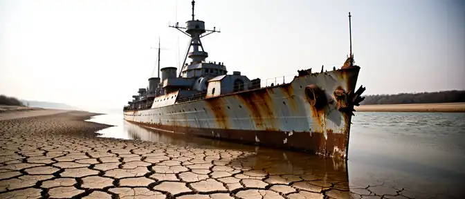 Призраки прошлого на дне Дуная: из-за аномальной засухи в Сербии обнажились немецкие военные суда